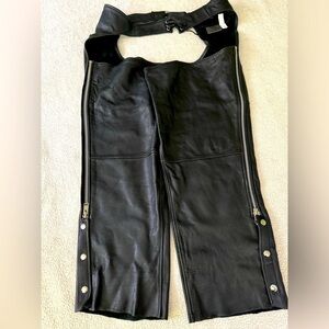 Wilson’s Leather XL motorcycle leather chaps zipped, snaps, lace up, buckle